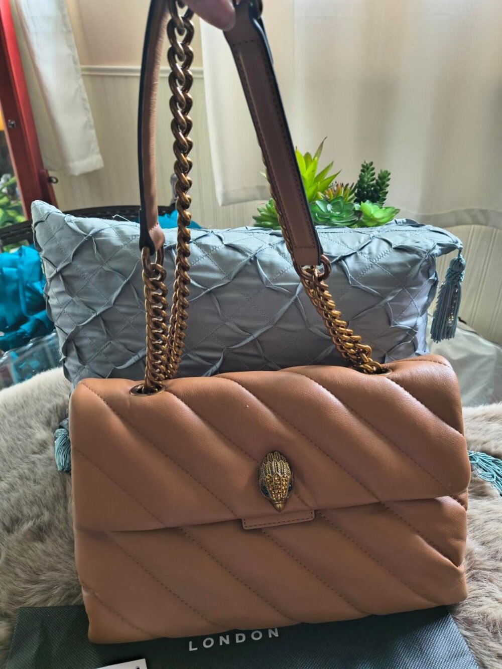 Kurt Geiger London Soho Quilted Shoulder Bag, Camel